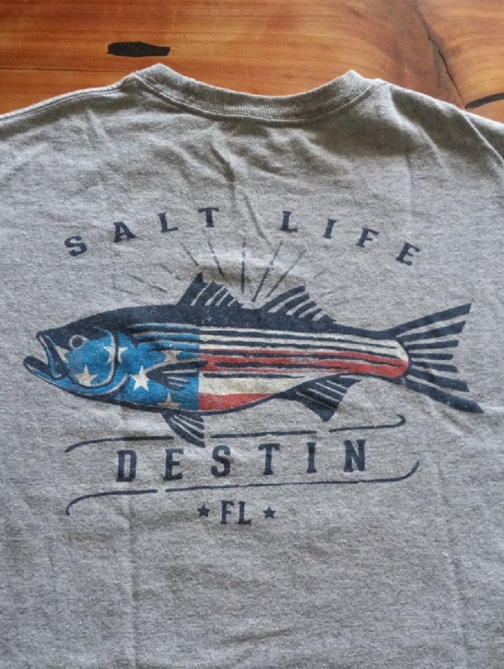 Salt Life Destin FL American Flag FishKids Gray Short-Sleeve Tee